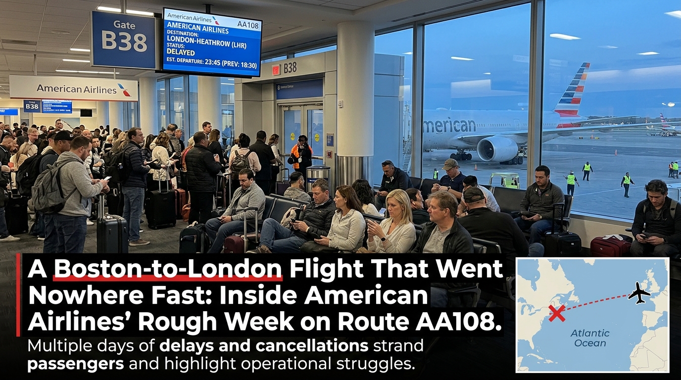 A Boston-to-London Flight That Went Nowhere Fast: Inside American Airlines’ Rough Week on Route AA108